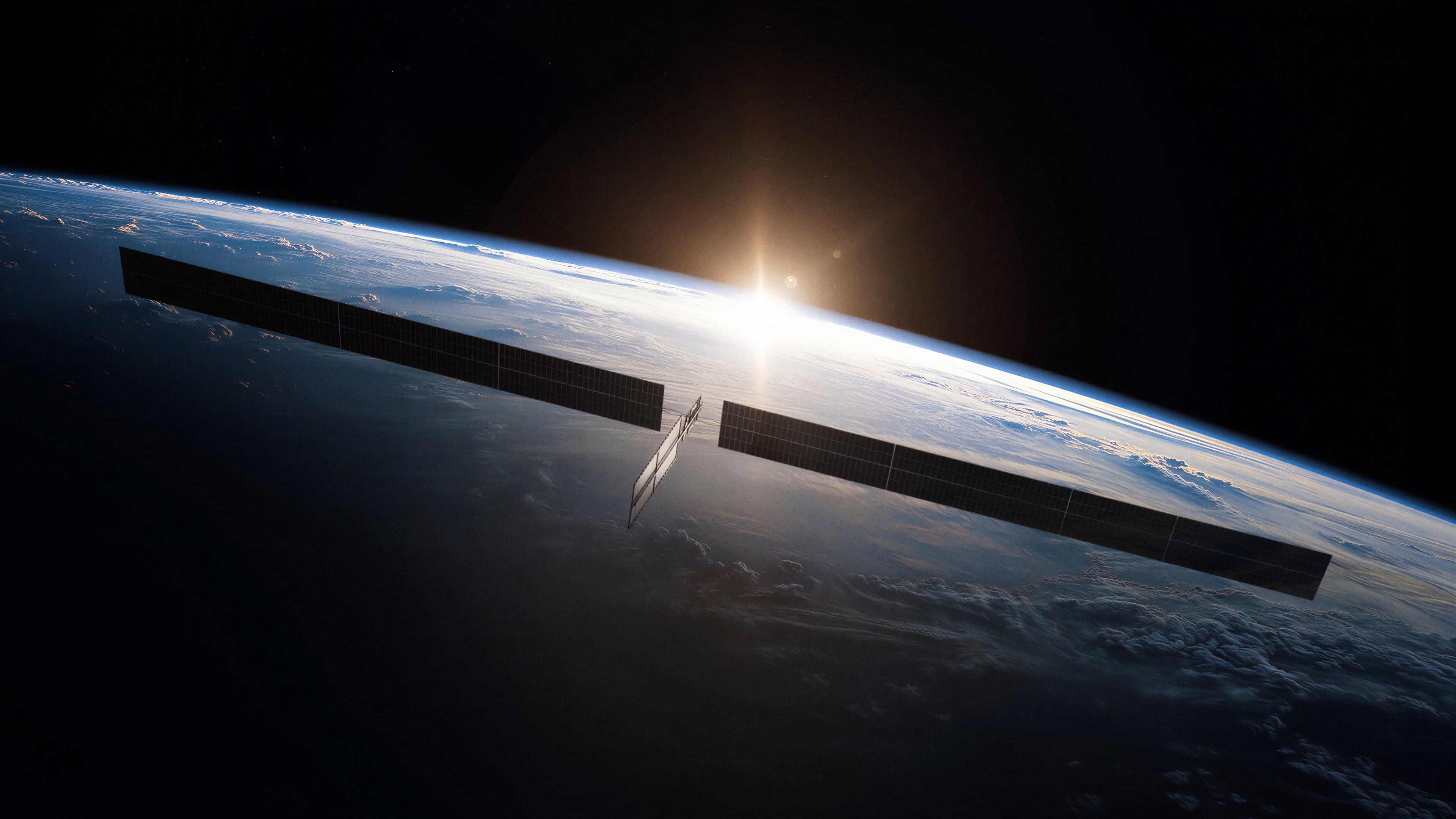 Orbital satellite above Earth